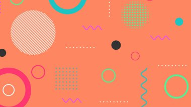 Memphis elementleri ile modern moda soyut arka plan. Posterler, afişler, ilanlar vs. için uygulanabilir