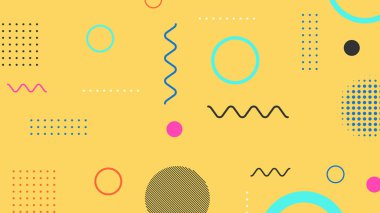 Memphis elementleri ile modern moda soyut arka plan. Posterler, afişler, ilanlar vs. için uygulanabilir