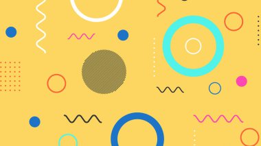 Memphis elementleri ile modern moda soyut arka plan. Posterler, afişler, ilanlar vs. için uygulanabilir