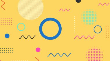 Memphis elementleri ile modern moda soyut arka plan. Posterler, afişler, ilanlar vs. için uygulanabilir