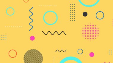 Memphis elementleri ile modern moda soyut arka plan. Posterler, afişler, ilanlar vs. için uygulanabilir