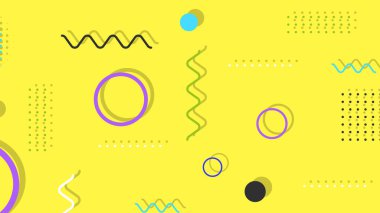 Memphis elementleri ile modern moda soyut arka plan. Posterler, afişler, ilanlar vs. için uygulanabilir