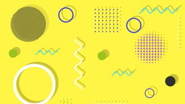 Memphis elementleri ile modern moda soyut arka plan. Posterler, afişler, ilanlar vs. için uygulanabilir