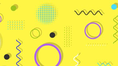 Memphis elementleri ile modern moda soyut arka plan. Posterler, afişler, ilanlar vs. için uygulanabilir