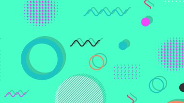 Memphis elementleri ile modern moda soyut arka plan. Posterler, afişler, ilanlar vs. için uygulanabilir