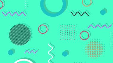 Memphis elementleri ile modern moda soyut arka plan. Posterler, afişler, ilanlar vs. için uygulanabilir