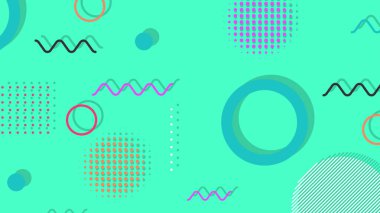 Memphis elementleri ile modern moda soyut arka plan. Posterler, afişler, ilanlar vs. için uygulanabilir