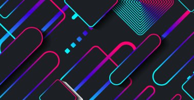 Soyut modern geometrik şekil arkaplanı ve gradyanı. Dinamik şekiller bileşimi