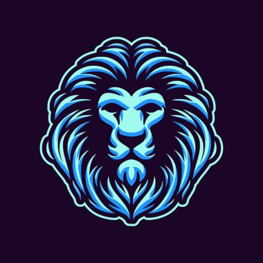 Aslan başlı maskot logosu renkli vektör çizimi