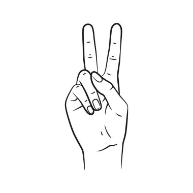 Vektör çizgisi el hareketleri 2 numarayı gösteriyor. Eğitim, sayma ya da yaratıcı projeler için idealdir. Temiz tasarım, beyazda izole.