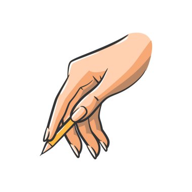 Kalem tutan bir elin vektör çizimi. Eğitim, yaratıcılık ya da yazarlık konulu projeler için mükemmel. Minimalist ve beyaz arkaplanda izole.