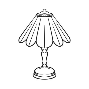 Sanat tarzında eski bir gece lambasının vektör çizimi. Nostalji, ev dekorasyonu ya da retro-temalı projeler için mükemmel. Temiz ve minimalist tasarım.