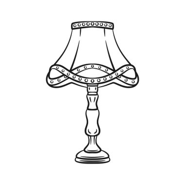 Sanat tarzında eski bir gece lambasının vektör çizimi. Nostalji, ev dekorasyonu ya da retro-temalı projeler için mükemmel. Temiz ve minimalist tasarım.