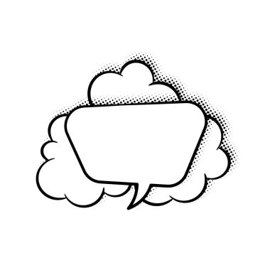 Katmanlı sanat konuşma baloncukları yarım tonlu gölgeler içeriyor. Çizgi roman, sosyal medya paylaşımları, reklamlar ve grafik tasarım projeleri için ideal.