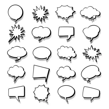 Farklı tarz ve şekillerde çok çeşitli konuşma balonu görüntüleri. Çizgi romanlar, sosyal medya, reklamlar ve sunumlar için mükemmel. Tüm yaratıcı ihtiyaçlarınız için temiz, kişiselleştirilebilir ve çok yönlü!