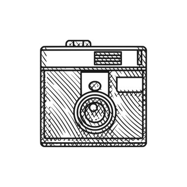 Detaylı oyma tarzı bir sanat eserinde çok güzel bir klasik ve retro kamera çizimi koleksiyonu. Bu siyah beyaz sanat eseri klasik fotoğrafçılığın özünü yansıtıyor.