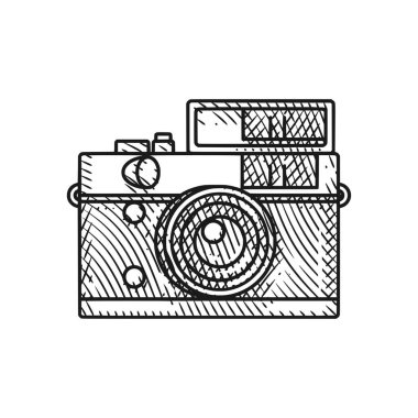 Detaylı oyma tarzı bir sanat eserinde çok güzel bir klasik ve retro kamera çizimi koleksiyonu. Bu siyah beyaz sanat eseri klasik fotoğrafçılığın özünü yansıtıyor.