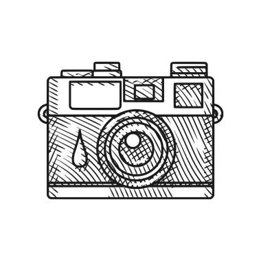 Detaylı oyma tarzı bir sanat eserinde çok güzel bir klasik ve retro kamera çizimi koleksiyonu. Bu siyah beyaz sanat eseri klasik fotoğrafçılığın özünü yansıtıyor.