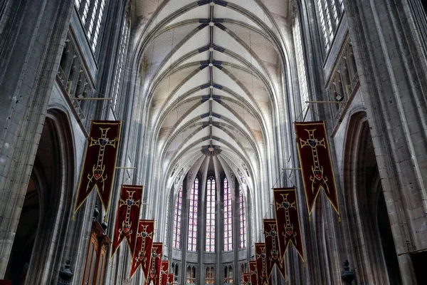 Cathedral of the Holy Cross of Orleans. Gothic architectural style. Nave and vault ceiling. Orleans. France.