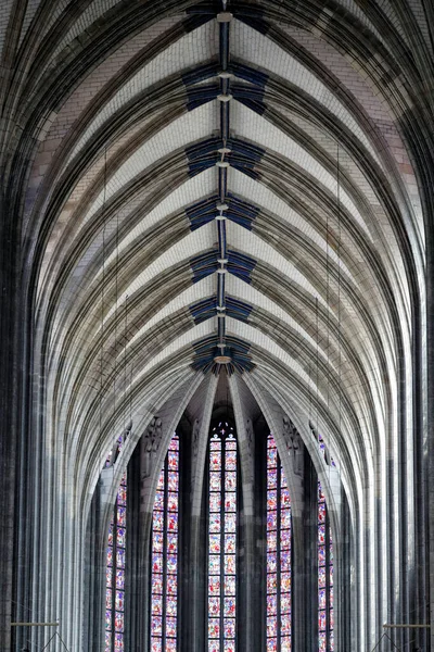 Cathedral of the Holy Cross of Orleans. Gothic architectural style. Nave and vault ceiling. Orleans. France.