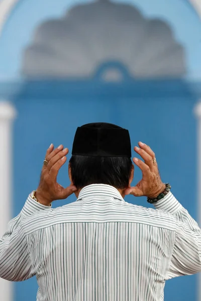 Moslim Bij Het Vrijdaggebed Zout Kufi Hoed — Stockfoto