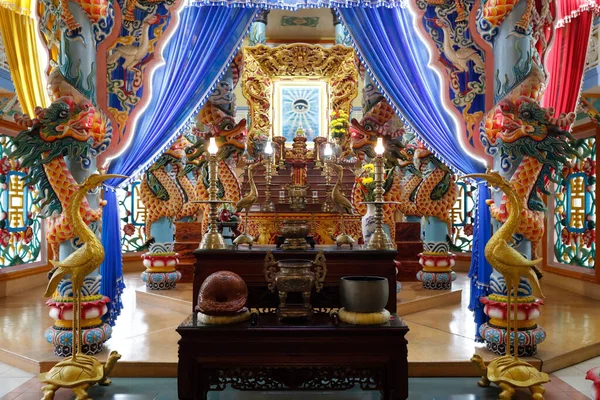 Temple Cao Dai Autel Principal Une Teinte Viêt Nam — Photo