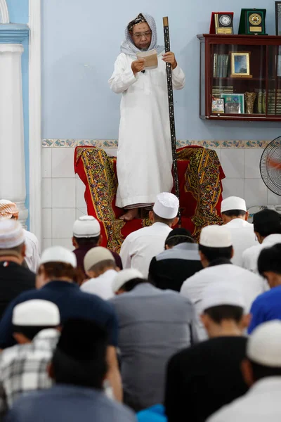 Cholon Jamail Moskee Het Vrijdaggebed Jummah Imam Geeft Preek Khutbah — Stockfoto