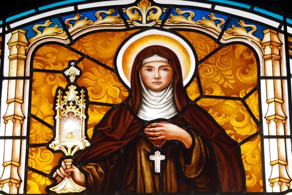Saint Clare Van Assisi Glas Lood Nghe Kerk Chi Minh — Stockfoto