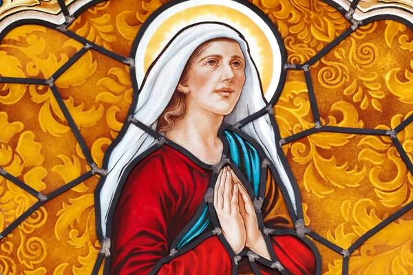 Saint Monica Var Mor Till Saint Augustine Fönster Målat Glas — Stockfoto