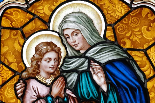 Αγία Άννα Ήταν Μητέρα Της Μαρίας Γυαλί Ασφαλείας Εκκλησία Της — Φωτογραφία Αρχείου