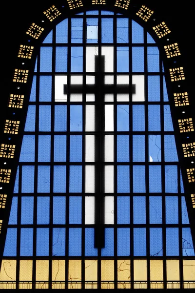 Církev Vykupitelů Nebo Katedrála Notre Dame Skleněné Okno Odstín Vietnam — Stock fotografie