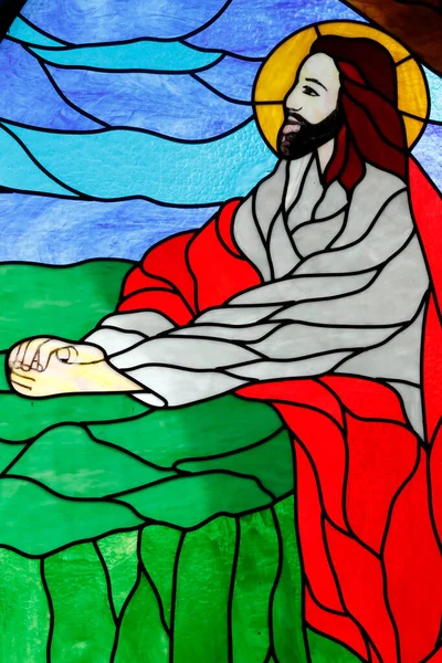 Heilige Rozenkrans Kerk Glas Lood Jezus Bidt Tuin Van Getsemane — Stockfoto