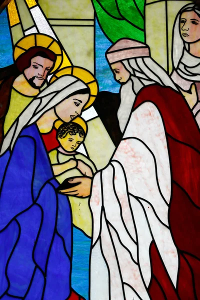 Chiesa Del Santo Rosario Finestra Vetro Colorato Presentazione Gesù Tempio — Foto Stock