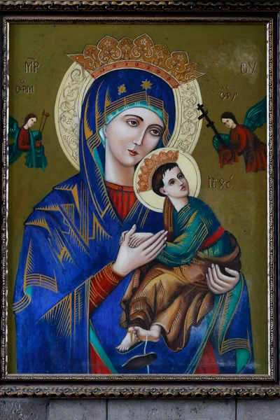 Nostra Signora Del Perpetuo Soccorso Icona Bizantina Della Beata Vergine — Foto Stock