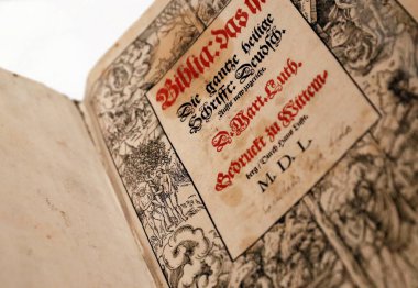 Protestan reformcu Martin Luther 'in (1483 - 1546) Almanca versiyonu. Cenevre. İsviçre. 