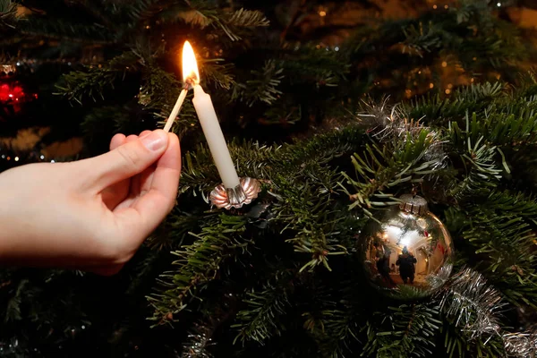 Christmas Tree Candle Geneva Switzerland — Stock Photo, Image