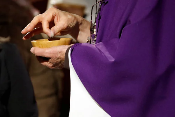 Cendres Mercredi Célébration Dans Une Église Catholique Premier Jour Carême — Photo