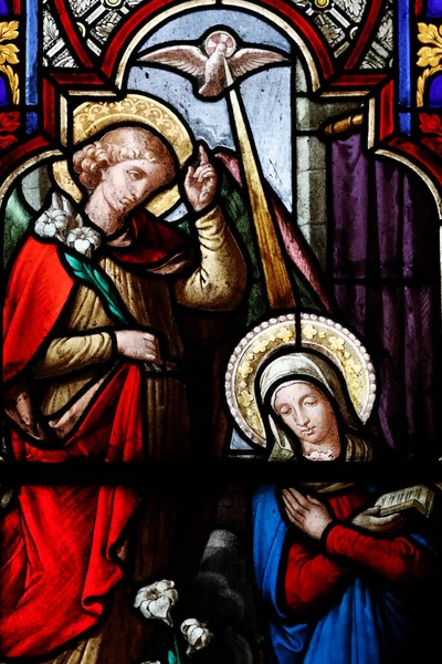 Katedra Chambery Witraże Zwiastowanie Maryi Dziewicy Przez Anioła Gabriela Francja — Zdjęcie stockowe
