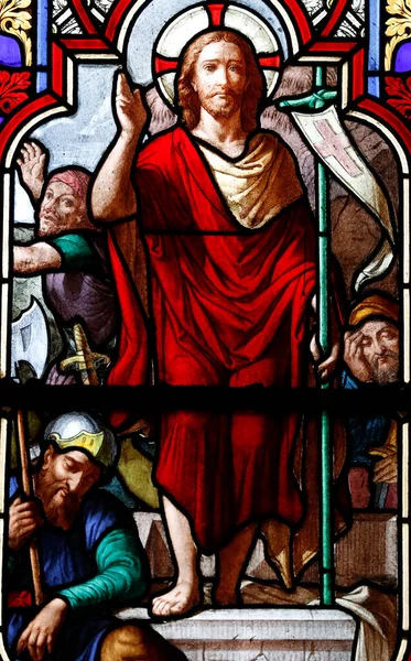 Catedral Chambery Vidro Manchado Ressurreição Cristo França — Fotografia de Stock