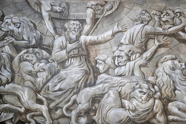 Кафедральний Собор Стіна Малює Даниїл Леви Франція — стокове фото