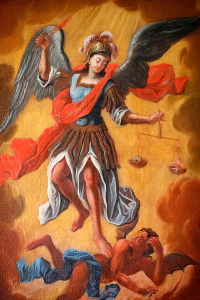 Barokowa Katolicka Kaplica Chattrix Archanioł Święty Michel Malowanie Saint Nicolas — Zdjęcie stockowe