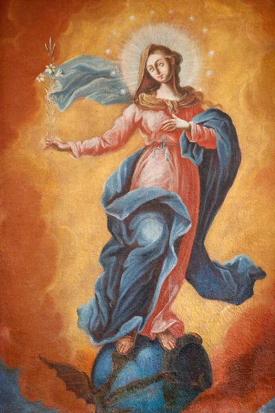 Barokní Katolická Kaple Chattrix Malování Panna Marie Saint Nicolas Veroce — Stock fotografie
