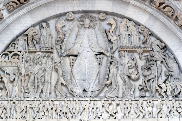 Katedrála Lazara Poslední Soud Gisleberta Autun Francie — Stock fotografie