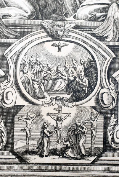 Historische Illustratie Een Oude Bijbel Kruisiging Achttiende Eeuw Frankrijk — Stockfoto