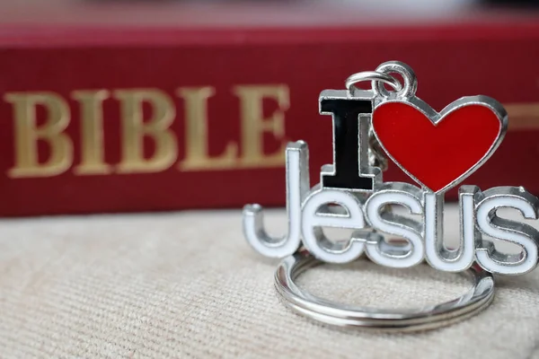 Біблія Ключове Кільце Люблю Ісуса Париж Франція — стокове фото