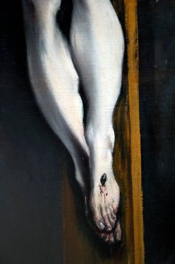 Çarmıha gerilmiş İsa. Caneva 'da yağ. Ayrıntılar. El Greco (1540-1614) adlı Domenikos Theotokopoulos 'un resmi. Fransa. 