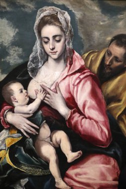 Kutsal aile. Caneva 'da yağ. Ayrıntılar. El Greco (1540-1614) adlı Domenikos Theotokopoulos 'un resmi. Fransa. 