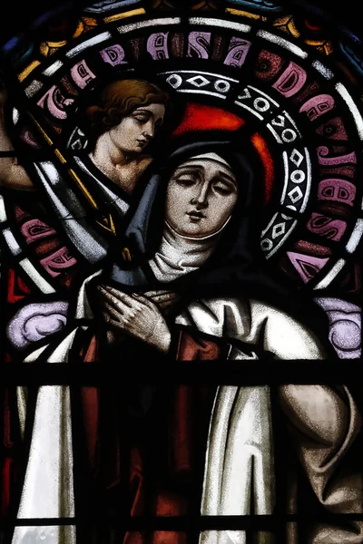 Bleiglasfenster Die Heilige Therese Vom Kinde Jesus Und Das Heilige — Stockfoto