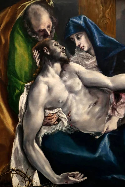 Pieta Öljyä Canevassa Yksityiskohta Domenikos Theotokopoulosin Maalaus Greco 1540 1614 — kuvapankkivalokuva