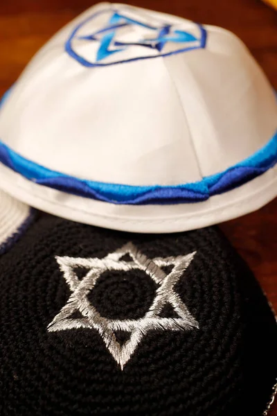 Traditionele Joodse Hoofddeksel Kippah Met Davidster Frankrijk — Stockfoto